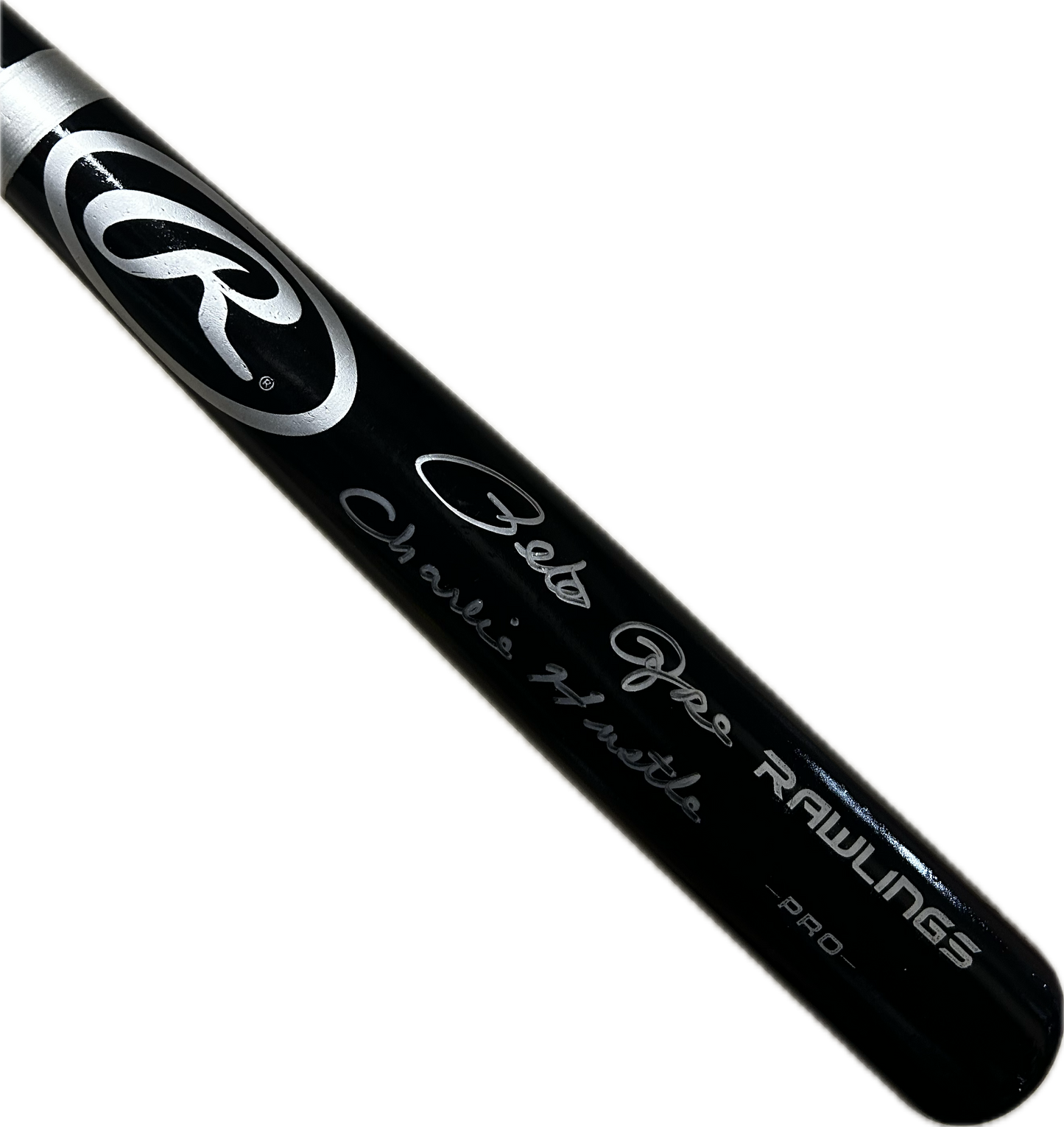 Pete Rose Autographed Black Rawlings Bat Cincinnati Reds 'Charlie Hustle' PR Holo COA (SI)
