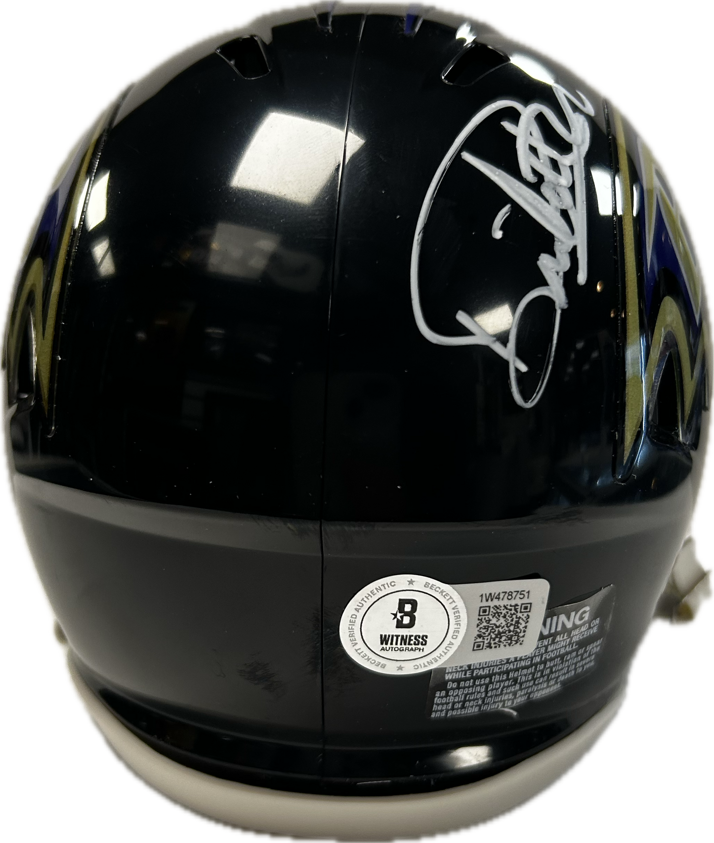Derrick Henry Autographed Baltimore Ravens Black Speed Mini Helmet Beckett COA (SI)