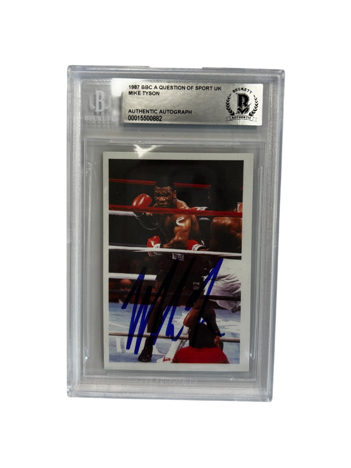 Mike Tyson Autographed 1987 A Question of Sport Card Beckett COA (SI)