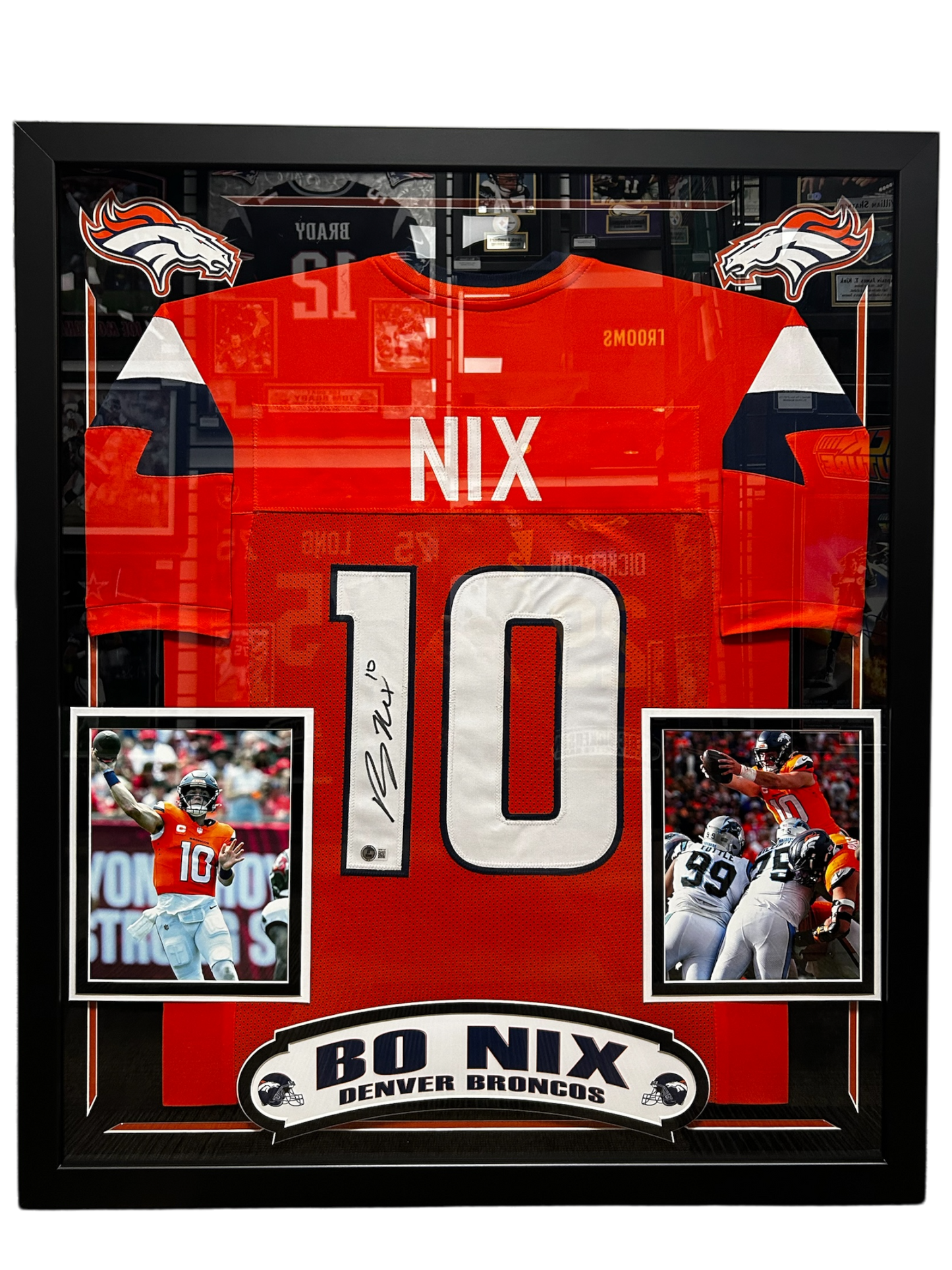 Bo Nix Denver Broncos Framed Autographed Jersey orange (FSJ)