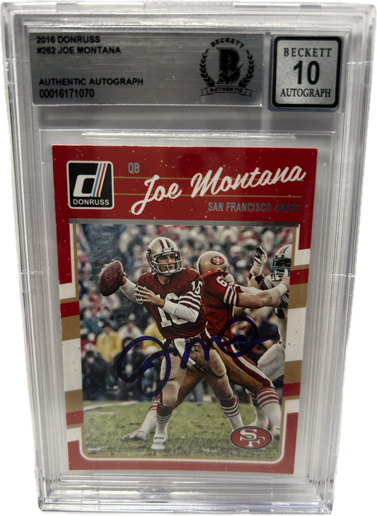 Joe Montana Autographed 2016 Donruss Card #262 San Francisco 49ers Auto Grade Gem Mint 10 Beckett COA (SI)