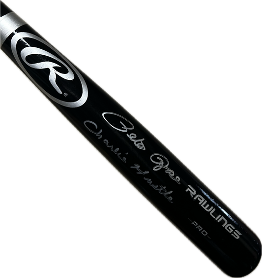 Pete Rose Autographed Black Rawlings Bat Cincinnati Reds 'Charlie Hustle' PR Holo COA (SI)