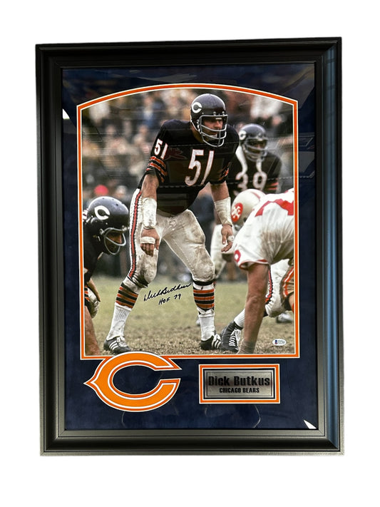 Dick Butkus 16x20 Photo vs 49ers w/HOF 79 BAS black (FSP)