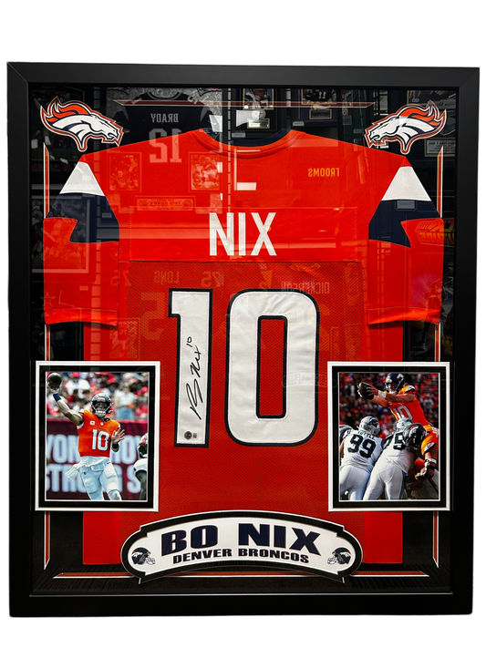 Bo Nix Denver Broncos Framed Autographed Jersey orange (FSJ)