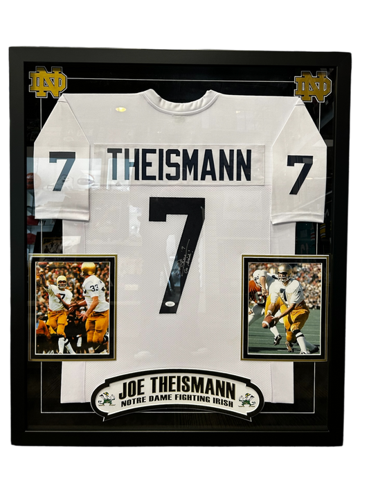 Joe Theismann Signed Go Irish Inscription Notre Dame College Jersey (FSJ)